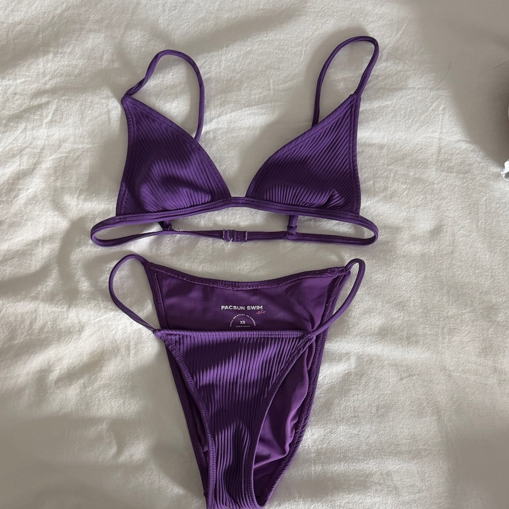 PacSun Purple Ribbed Triangle Bikini